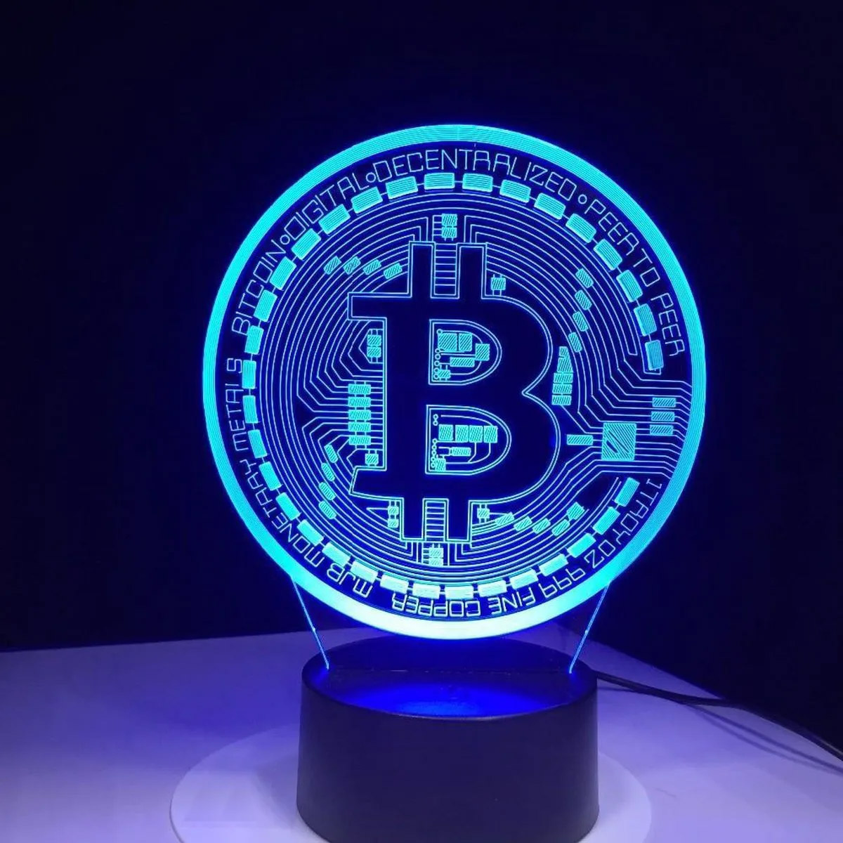 Colour Changing Bulb - Bitcoin Coin Art Acrylic Led Night