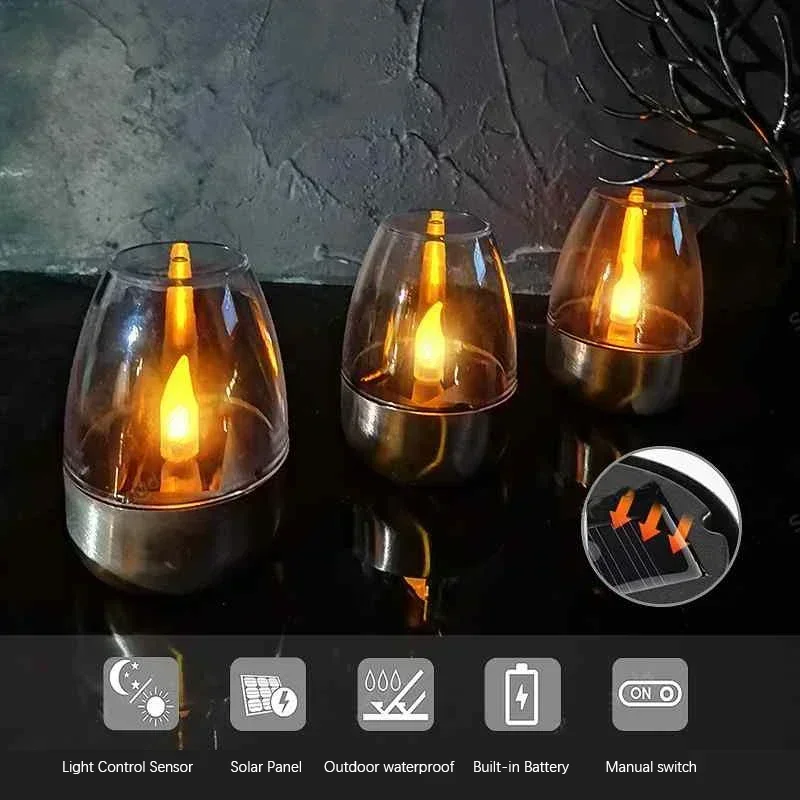 Outdoor Lighting Wedding Decor - Candles Light LED Solar Flameless Rechargeable