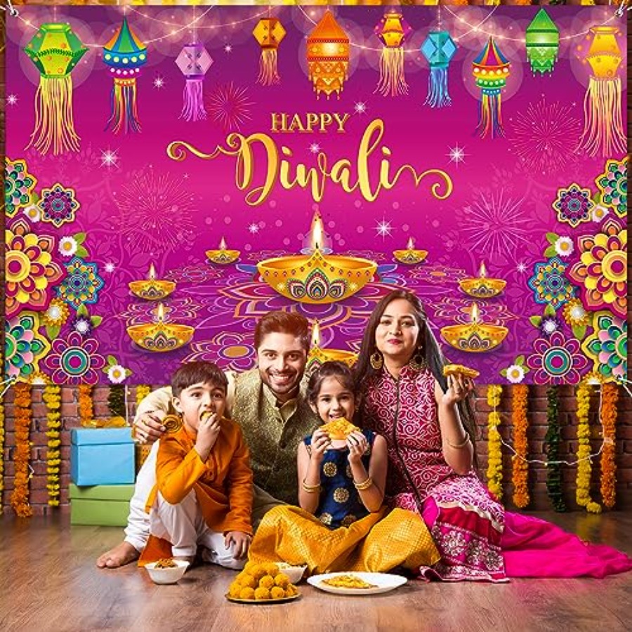 Happy Diwali Backdrop Banner D - Lighting Decoration For Diwali recension och pris