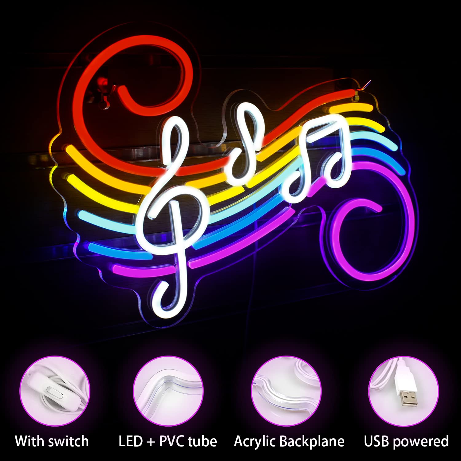 Music Notes Neon Sign Customiz - Lighting Decor For Wedding recension och pris