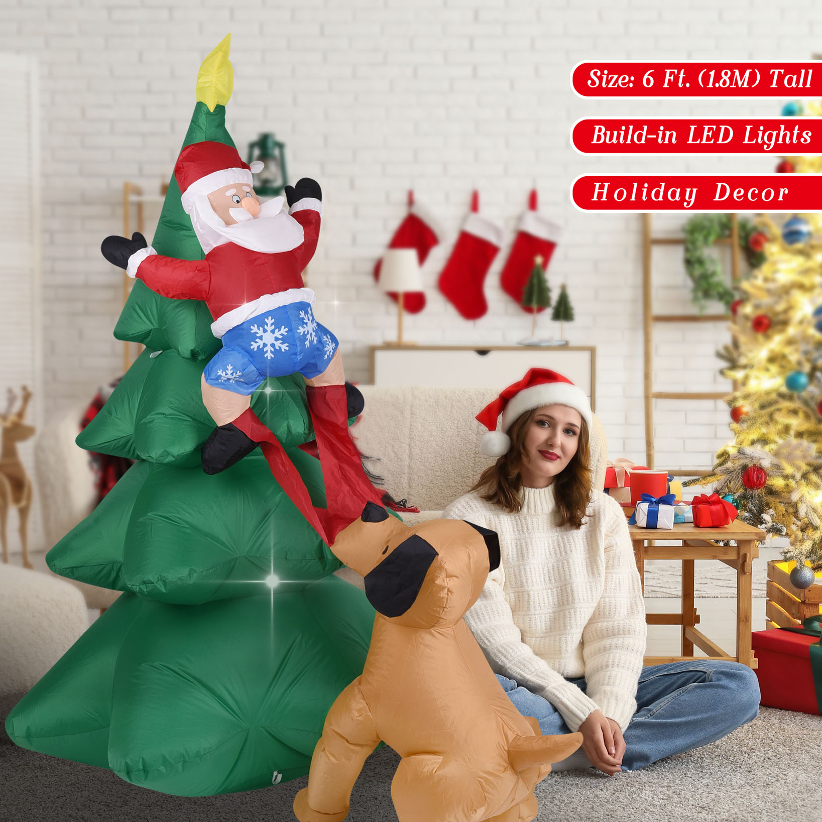 Christmas Inflatable Dog  w/Sa - Lighting Tree Decor recension och pris