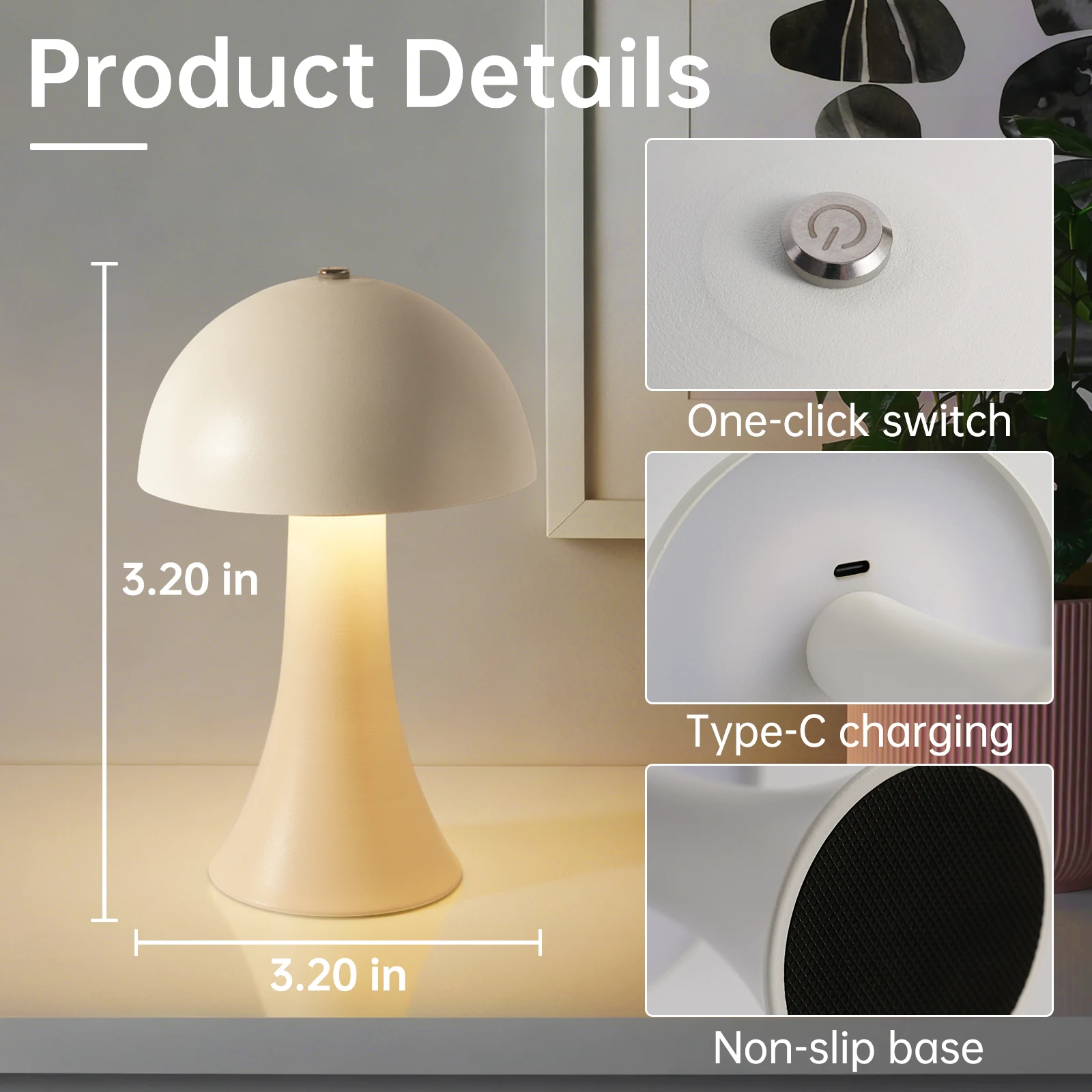 GGbingo Rechargeable New LED T - Mushroom Table Lamp recension och pris