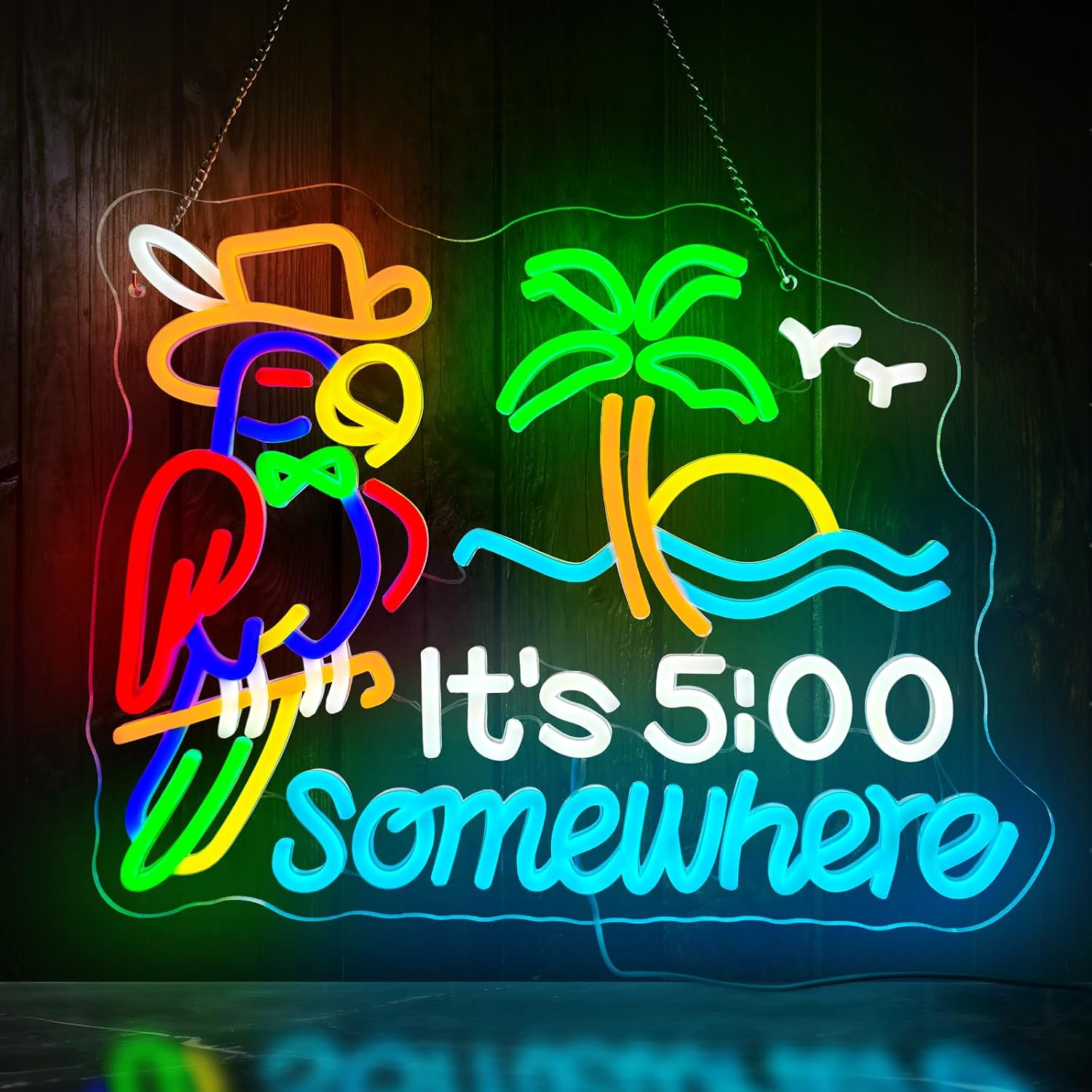 Tiki Bar Parrot Palm Tree Neon - Lighting Tree Decor recension och pris